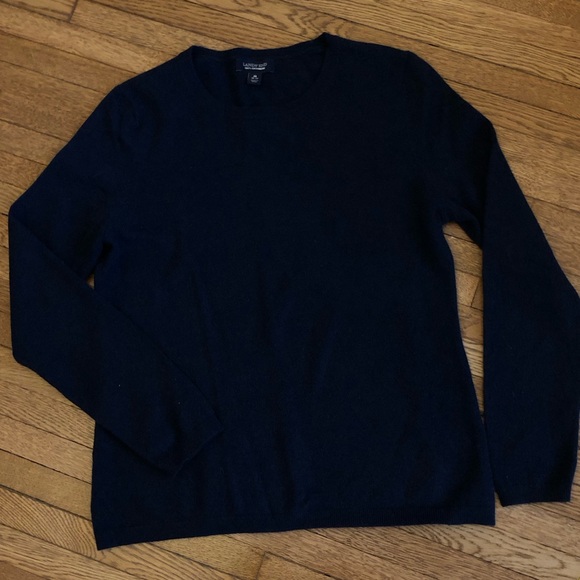 100% CASHMERE Lands End Navy Sweater Womens medium 10-12 - Picture 2 of 4